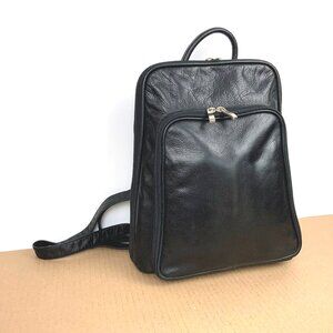 Genuine Leather Medium Black Backpack Organizer Business Travel